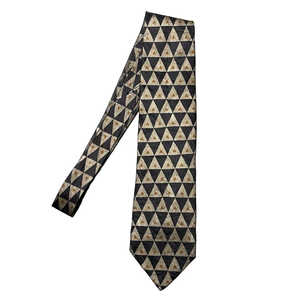 Ermenegildo Zegna 100% Silk Tie Necktie Triangle Geometric Italy Office Career